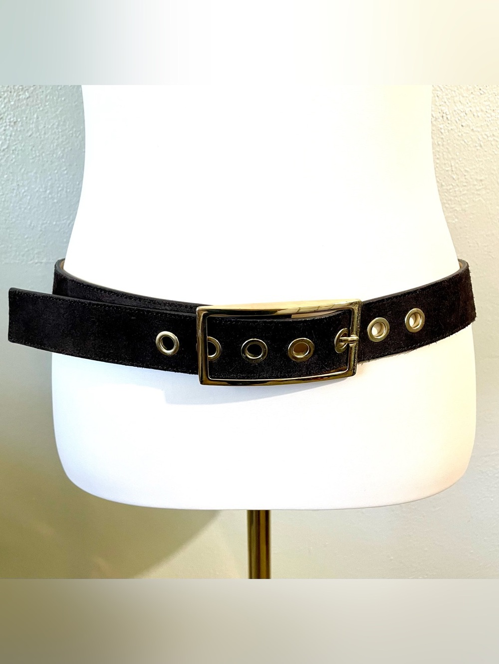 Cowgirl Earthy Brown Suede Gold Tone Grommet Belt Western Boho Nine West Medium